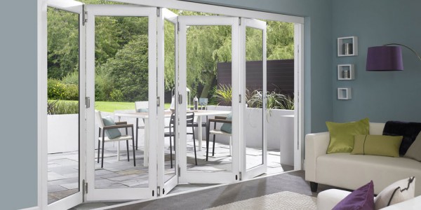 Beautifu White Folding Patio Door Design