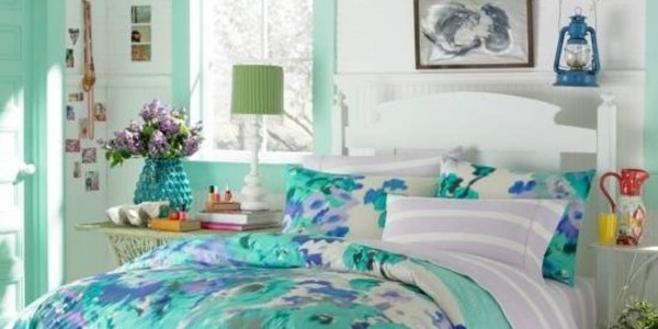Teenage Girl Bedroom Blue Flower Themes
