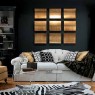 Living rooms with black couches