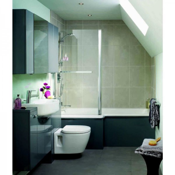 : Small Bathroom With Shower Over Bath Clean