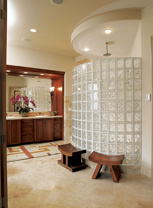 : Glass Block Shower Bathroom Luxury