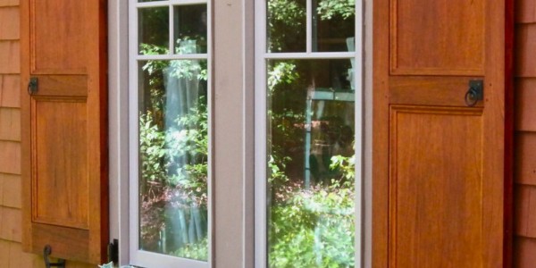 Flat Brown Wood Exterior Shutters Design Ideas
