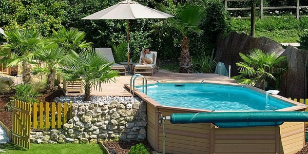 Wooden Deck Above Ground Swimming Pools Designs For Small Yard Comfy