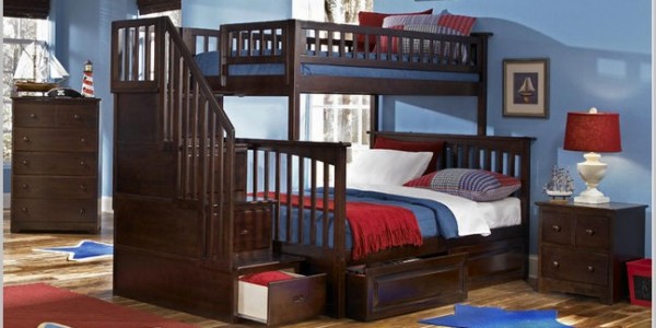 Decoration Twin Over Full Stairway Bunk
